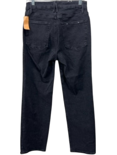Good American Size 10/30 Black Wash Cotton Blend Zip & Button Mid Rise Jeans Black Wash / 10/30
