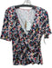 Boden Size 10 Multi Viscose Blend V Neck Floral Print Short Sleeve Top Multi / 10