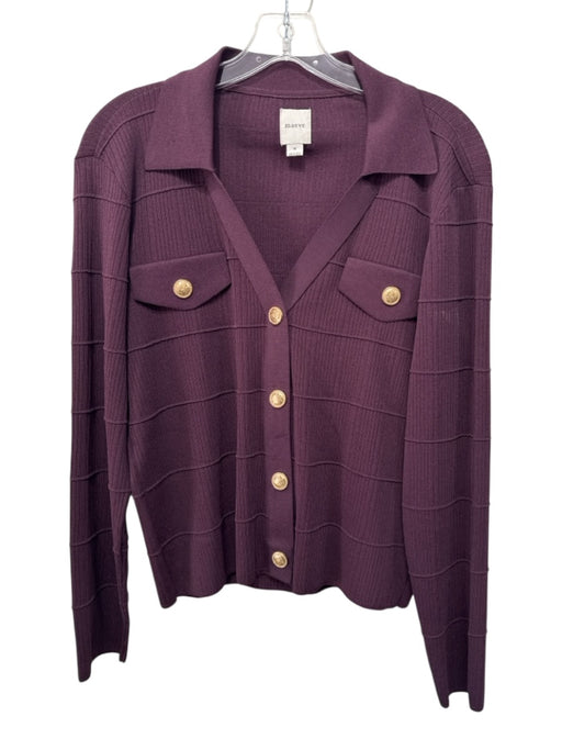 Maeve Size M Burgundy Purple Rayon Blend Knit Gold Tone Buttons Cardigan Burgundy Purple / M