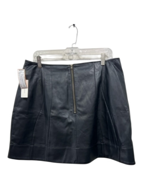 By Anthropologie Size L Black Polyurethane Faux Leather Zip Close Skirt Black / L