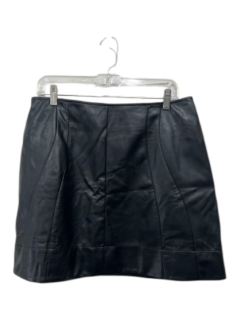 By Anthropologie Size L Black Polyurethane Faux Leather Zip Close Skirt Black / L