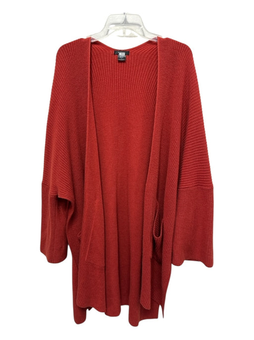 Natori Size L Red Acrylic Blend Knit Side Slit Pockets 1/2 sleeve Cardigan Red / L