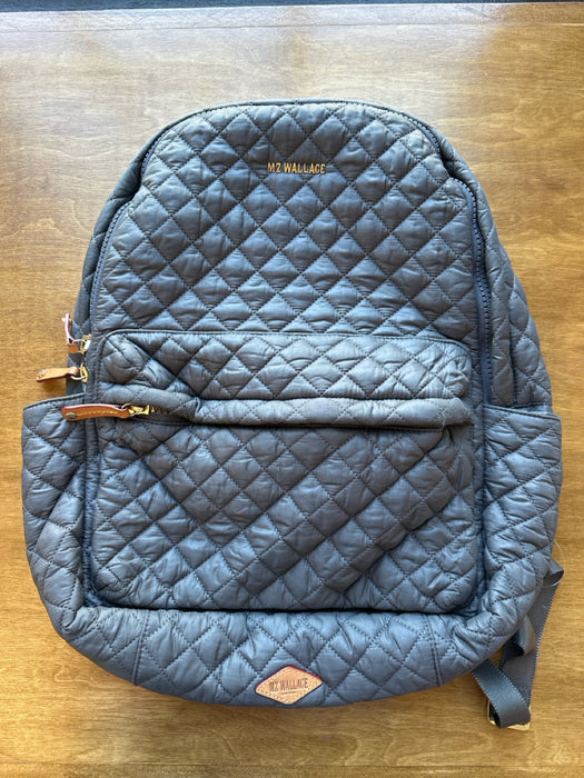 MZ Wallace Gray Nylon Quilted Zip Close Outer Pockets Backpack