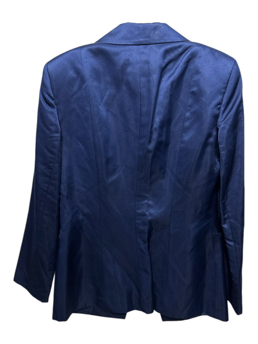 Oscar by Oscar de la renta Size 6 Navy Blue Rayon & Silk Satin Blazer Pant Set Navy Blue / 6