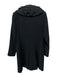 Elie Tahari Size M Black Wool Felted Ruffle Collar Snap Buttons Knee length Coat Black / M