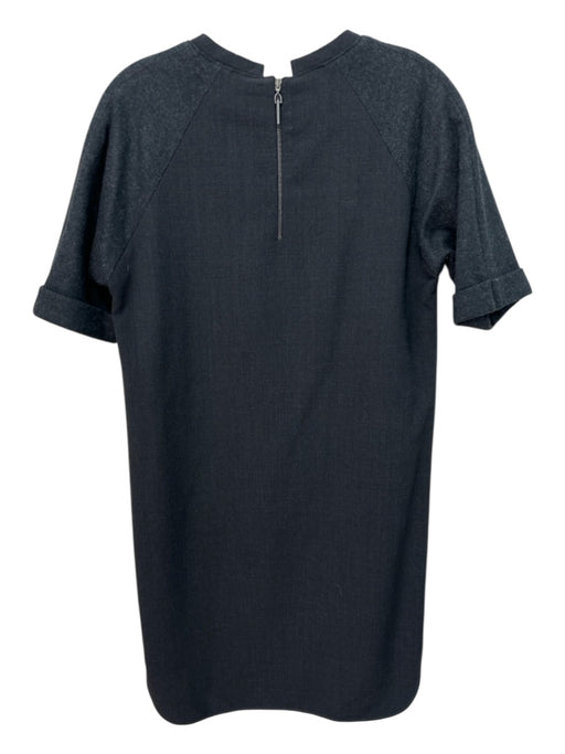 Brunello Cucinelli Size M Black, Gray, Silver Wool Blend Side Stripe Shift Dress Black, Gray, Silver / M