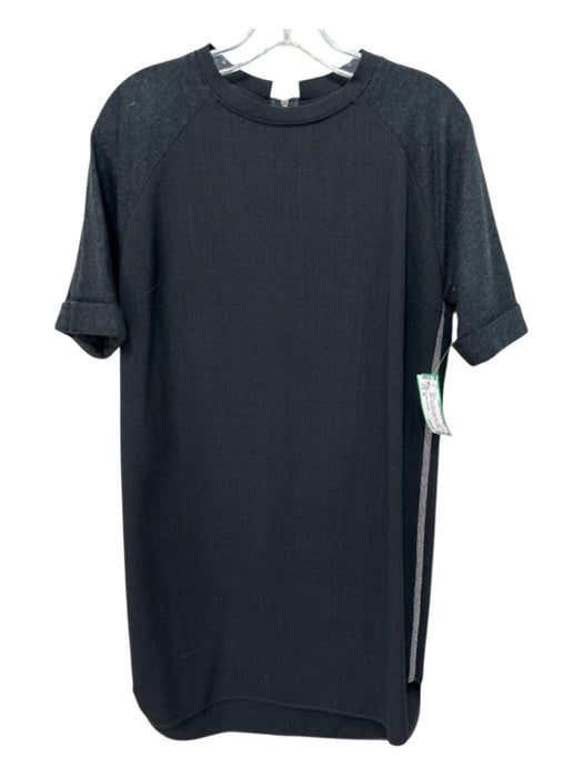 Brunello Cucinelli Size M Black, Gray, Silver Wool Blend Side Stripe Shift Dress Black, Gray, Silver / M