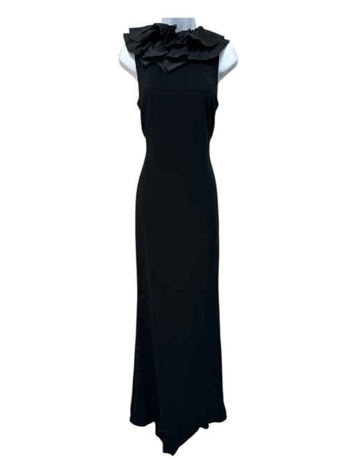 Ralph Lauren Size 6 Black Viscose Blend Silk Lining flounce back Mermaid Gown Black / 6