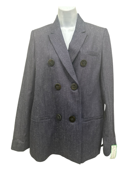 Victoria Victoria Beckham Size 6 Dark Blue Cotton Blend Denim Blazer Jacket Dark Blue / 6