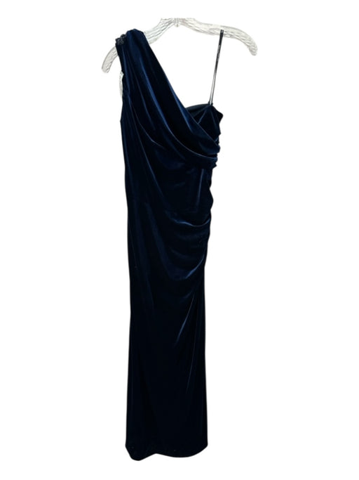 Tadashi Shoji Size S Dark Blue Polyester Blend Velvet One Shoulder column Gown Dark Blue / S
