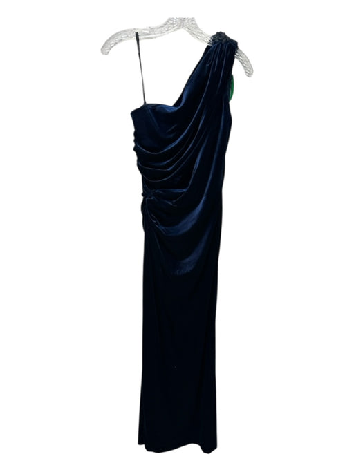Tadashi Shoji Size S Dark Blue Polyester Blend Velvet One Shoulder column Gown Dark Blue / S
