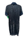 Naeem Khan Size S Navy Blue Sequin Quarter Button Lace Trim Shift Dress Navy Blue / S