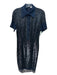 Naeem Khan Size S Navy Blue Sequin Quarter Button Lace Trim Shift Dress Navy Blue / S