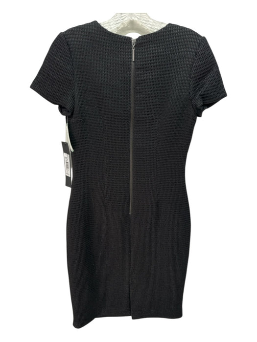 Badgley Mischka Size 8 Black Nylon Blend Back Zip Textured Knee Length Dress Black / 8