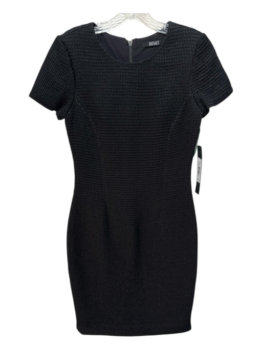 Badgley Mischka Size 8 Black Nylon Blend Back Zip Textured Knee Length Dress Black / 8