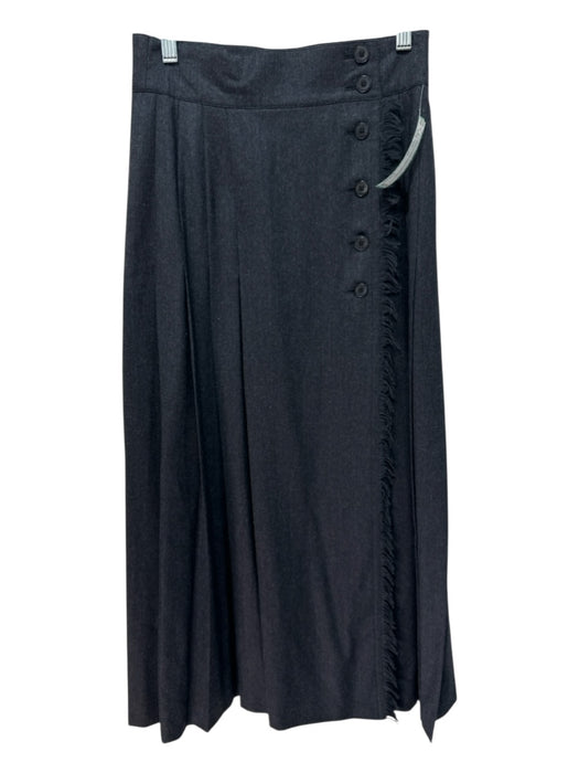 Escada Size XS / 36 Charcoal Gray Wool & Cashmere Pleated Wrap Midi Skirt Charcoal Gray / XS / 36