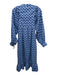 APOF Size Small Blue, Brown & Green Cotton Long Sleeve Floral 1/4 Button Dress Blue, Brown & Green / Small