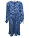 APOF Size Small Blue, Brown & Green Cotton Long Sleeve Floral 1/4 Button Dress Blue, Brown & Green / Small