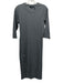 Theory Size L Gray Cotton Ribbed 1/2 Sleeve Side Button Maxi Dress Gray / L
