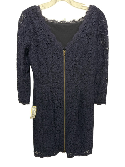 Adrianna Papell Size 8P Navy Viscose Blend Lace Overlay 3/4 Sleeve Dress Navy / 8P
