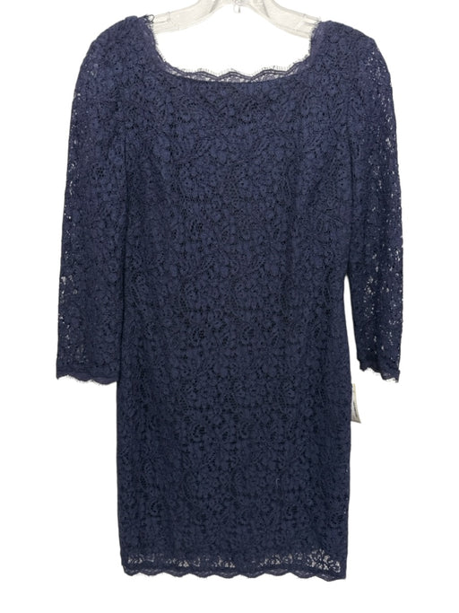 Adrianna Papell Size 8P Navy Viscose Blend Lace Overlay 3/4 Sleeve Dress Navy / 8P