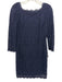Adrianna Papell Size 8P Navy Viscose Blend Lace Overlay 3/4 Sleeve Dress Navy / 8P