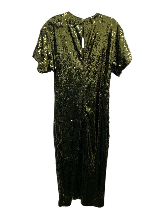 Karen Millen Size 2 Moss Green Polyester Fully Sequined Short Sleeve Dress Moss Green / 2