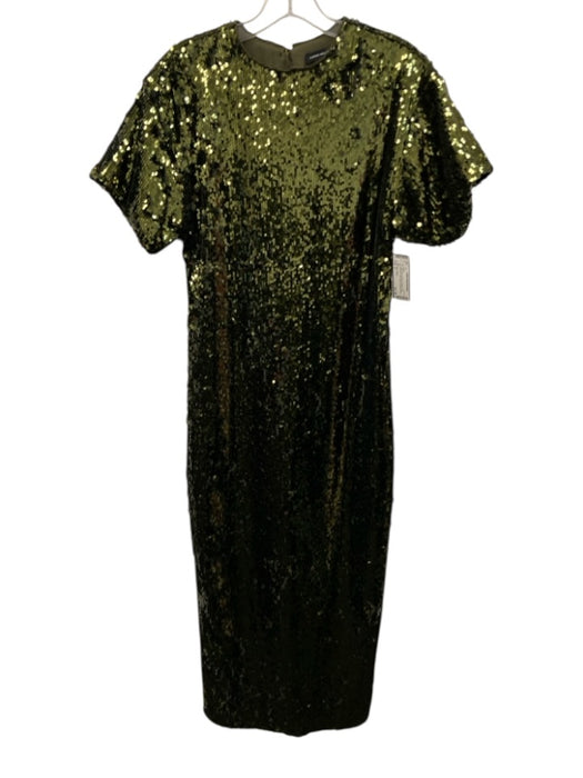 Karen Millen Size 2 Moss Green Polyester Fully Sequined Short Sleeve Dress Moss Green / 2