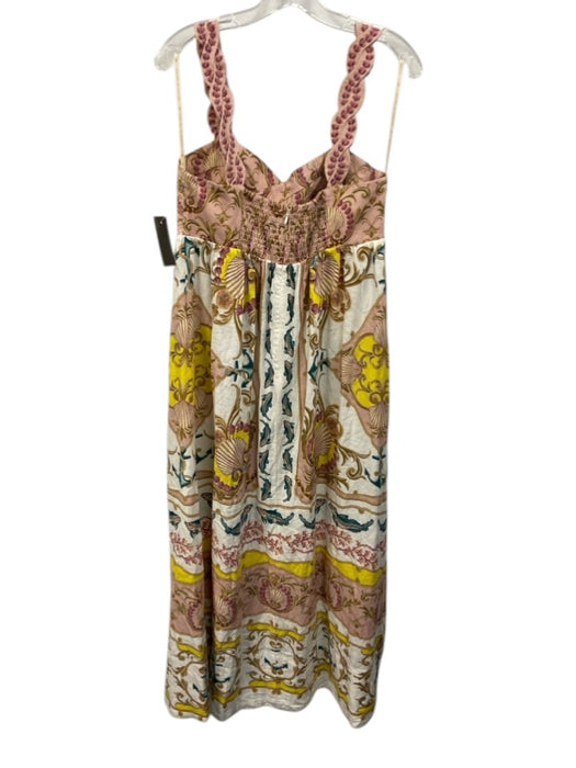 Farm Rio Size M White, Pink & Multi Linen Blend Sleeveless Twist Detail Dress White, Pink & Multi / M