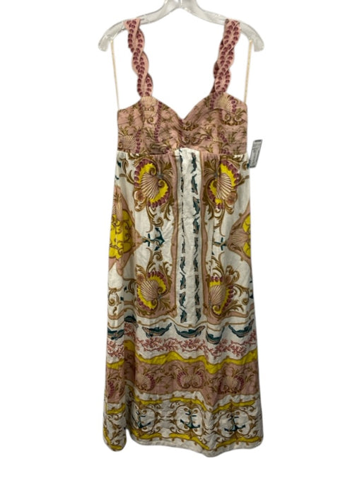 Farm Rio Size M White, Pink & Multi Linen Blend Sleeveless Twist Detail Dress White, Pink & Multi / M