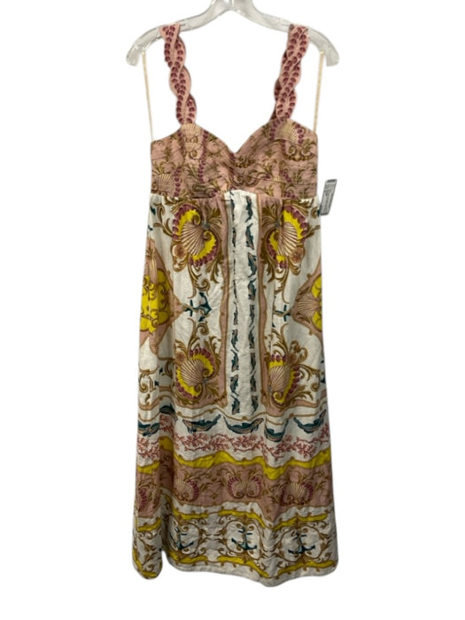 Farm Rio Size M White, Pink & Multi Linen Blend Sleeveless Twist Detail Dress White, Pink & Multi / M