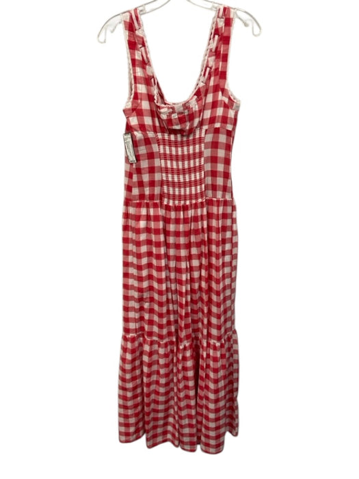 Frankies Bikinis Size M White & Red Cotton Checked Lace Trim Bow Detail Dress White & Red / M