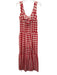 Frankies Bikinis Size M White & Red Cotton Checked Lace Trim Bow Detail Dress White & Red / M