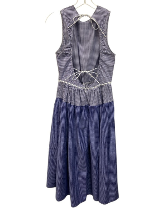 J. Crew Size 6 Blue & White Cotton Blend Gingham Sleeveless Tie Detail Dress Blue & White / 6