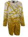 Akris Size 6 Cream White & Yellow Cotton Blend Botanical Print Grass Long Jacket Cream White & Yellow / 6