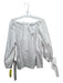 Monica Nera Size 12 White Cotton Gathered Neckline Back Tie Long Sleeve Top White / 12