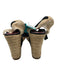 Christian Louboutin Shoe Size 7 Black & Beige Canvas round toe Tie Ankle Wedges Black & Beige / 7