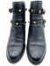 Valentino Garavani Shoe Size 37 Black & Gold Pebbled Leather Round Toe Booties Black & Gold / 37