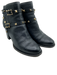 Valentino Garavani Shoe Size 37 Black & Gold Pebbled Leather Round Toe Booties Black & Gold / 37