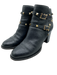 Valentino Garavani Shoe Size 37 Black & Gold Pebbled Leather Round Toe Booties Black & Gold / 37