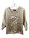 Abbey Glass Size XS Champagne Beige Silk Satin V Neck 1/2 Dolman Sleeve Top Champagne Beige / XS