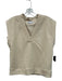 Evereve Size XS Cream Beige Polyester Blend V Neck Ribbed Hem Sleeveless Top Cream Beige / XS