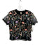Dolan Size S Black & Multi Polyester Floral Embroidered Mesh Overlay T Shirt Top Black & Multi / S