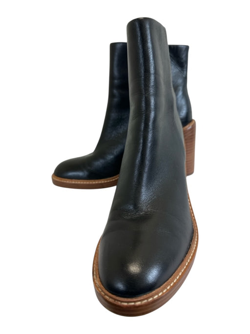 Marc Fisher Shoe Size 7.5 Black Leather Upper Side Zip Round Almond Toe Boots Black / 7.5