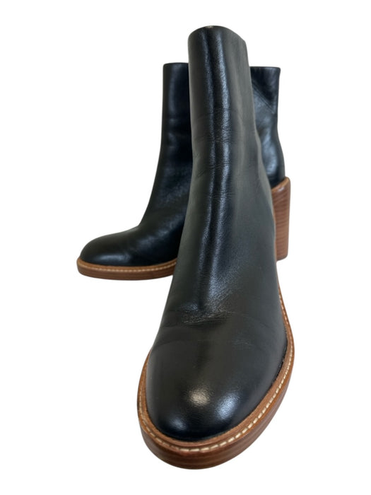 Marc Fisher Shoe Size 7.5 Black Leather Upper Side Zip Round Almond Toe Boots Black / 7.5