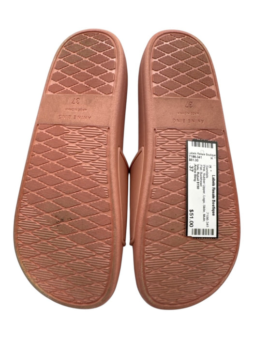 Anine Bing Shoe Size 37 Pink Rubber Upper Logo Slide Mule Flat Sandals Pink / 37