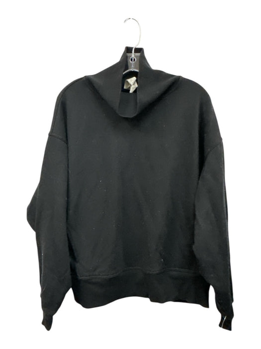 Alo Size S Black Cotton Blend ribbed hem Turtleneck Pullover Athleisure Sweater Black / S
