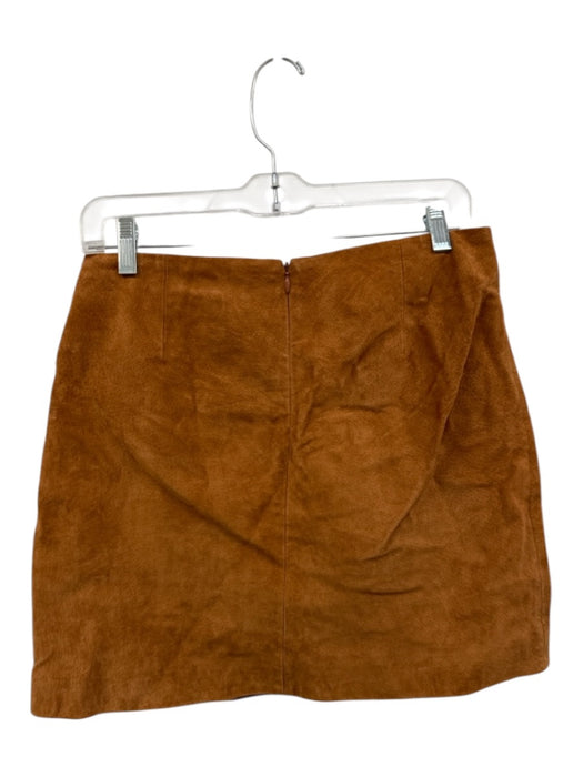 BlankNYC Size 26 Rust Brown Leather Suede Buckle Detail Front Slit Mini Skirt Rust Brown / 26