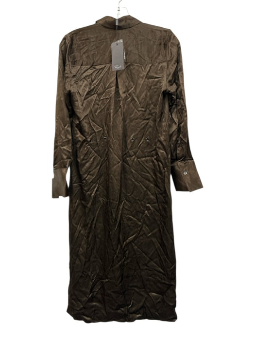 Rails Size XS Taupe Brown Rayon Blend Satin Long Sleeve Button Front Shirt Dress Taupe Brown / XS