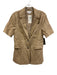 Evereve Size S Beige Brown Linen Blend Short Sleeve Flap Pocket Blazer Jacket Beige Brown / S